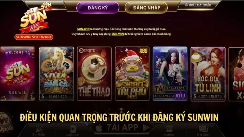 dang ky sunwin 1 Điều kiện quan trọng trước khi đăng ký Sunwin