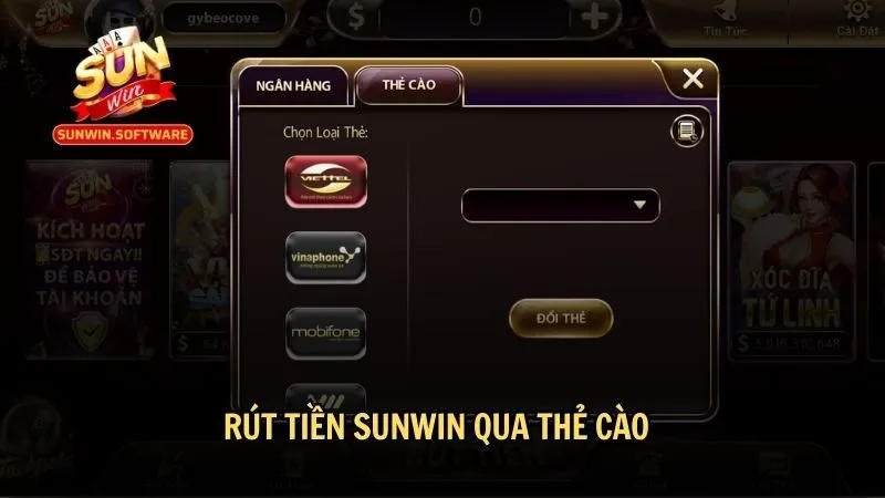 rut tien sunwin 3 Rút tiền qua thẻ cào